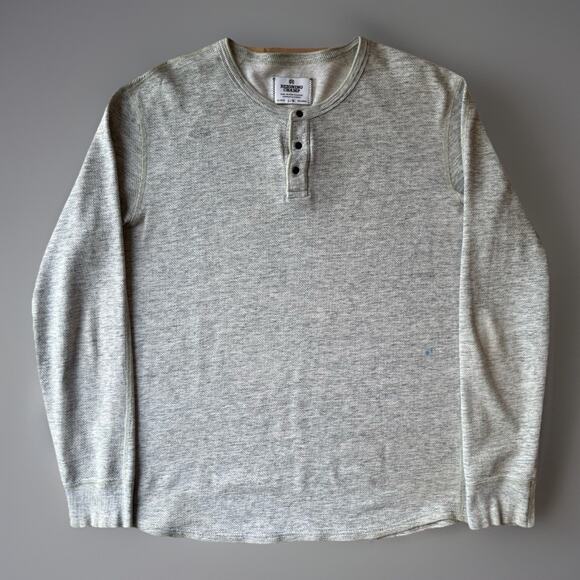 Reigning Champ Henley Shirt Large Gray Long Sleeve Cotton Made in Canada - Picture 1 of 8